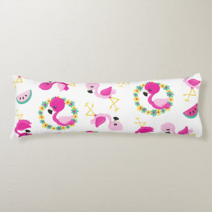 Tropisch patroon, vlamingos, watermeloenen, bloeme lichaamskussen