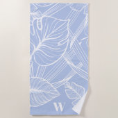 Tropisch Periwinkle Modern Monogram Strandlaken (Voorkant)