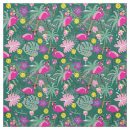 Tropisch Pickleball met flamingos, groen Stof