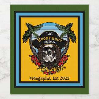 Tropisch piraat is geen prettige uren, Megapint Wijn Etiket