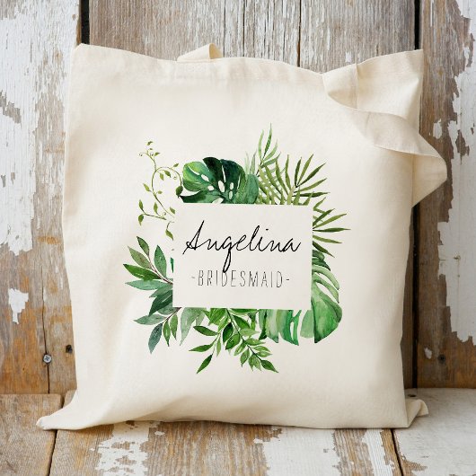 Tropisch Plam Leaf Personalized Bridesmaid Tote Bag