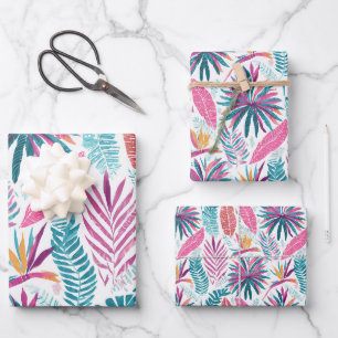 Tropisch plant- en bloemmotief inpakpapier vel