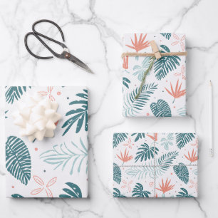 Tropisch plant- en bloemmotief inpakpapier vel