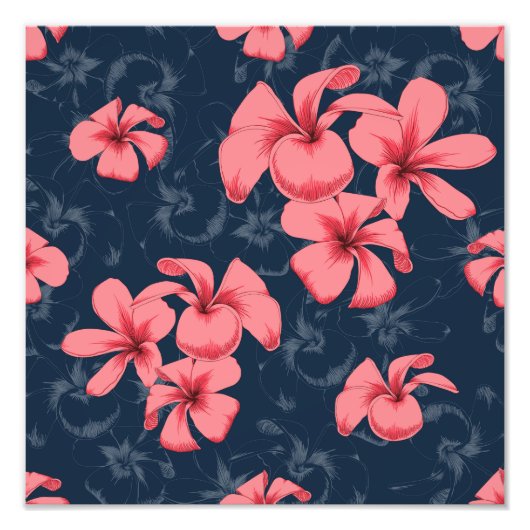 Tropisch Plumeria Bloemenpatroon Foto Afdruk (Voorkant)