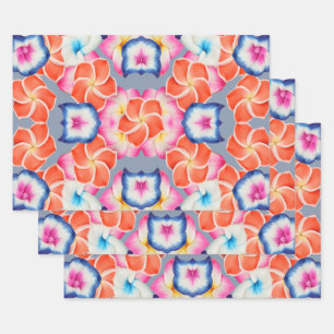 Tropisch Plumeria Flowers X Patroon Inpakpapier Vel