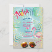 Tropisch POOL FEEST Flamingo  Ananas Aloha Luau Kaart (Voorkant)