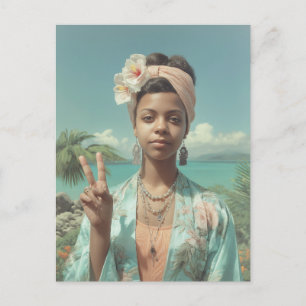Tropisch Portret met Vredesteken Gebaar Briefkaart