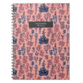 Tropisch Preppy Blue- en Coral Pattern Notitieboek (Voorkant)