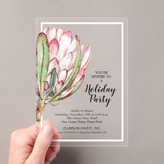 Tropisch Protea Kerstfeest Acryl Uitnodigingen (Insitu (Draagbaar))