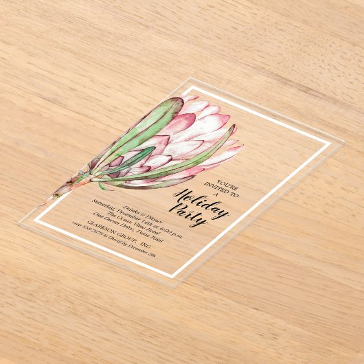 Tropisch Protea Kerstfeest Acryl Uitnodigingen (Laagn)