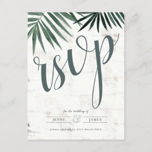 Tropisch rammelblad rsvp, waterverf nodig briefkaart
