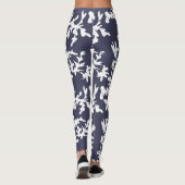 Tropisch Reef Blauw Wit Koraal Print Leggings (Achterkant)