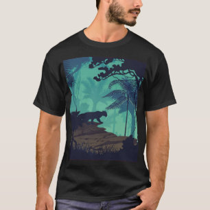 Tropisch regenwoud, jaguar avond achtergrond. t-shirt
