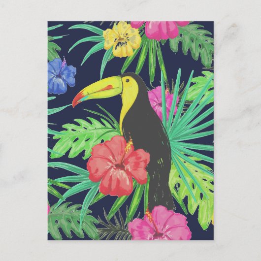 Tropisch regenwoud met tucan en bladeren briefkaart (Voorkant)