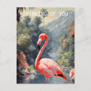 Tropisch regenwoud roze flamingo  briefkaart