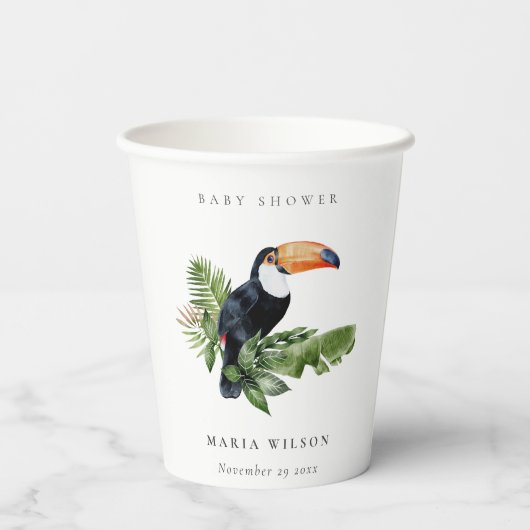 Tropisch regenwoud Toucan-Baby shower Papieren Bekers (Achterkant)