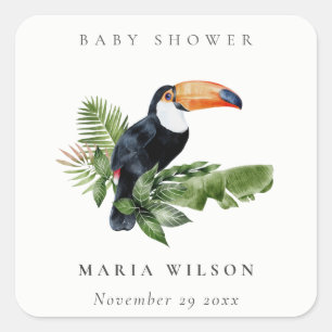 Tropisch regenwoud Toucan-Baby shower Vierkante Sticker