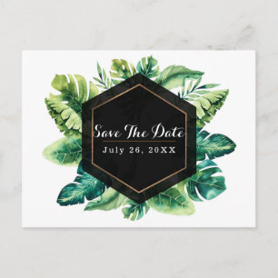 Tropisch regenwoudeilandbladeren Save the Date Aankondigingskaart