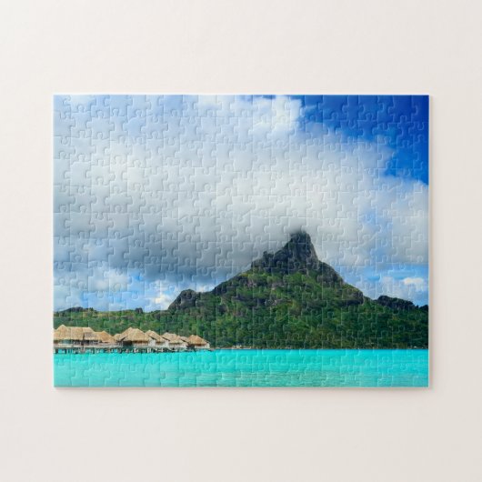 Tropisch resort op Bora Bora jigzaag puzzel (Horizontaal)