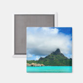 Tropisch resort op Bora Bora vierkante magneet (Voorkant / Achterkant)
