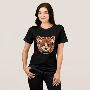 Tropisch Retro Kat Design Tri-Blend Shirt