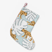 Tropisch reuzel en monstera-palmbladeren, e kleine kerstsok (Voorkant (Hangend))