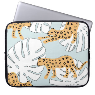 Tropisch reuzel en monstera-palmbladeren, e laptop sleeve