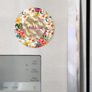 Tropisch Rood Geel Hibiscus Bloemen Vrijgezellenfe Magneet