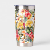 Tropisch rood gele hibiscus bloemen monogram geïsoleerde drinkbeker (Rechts)