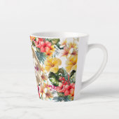 Tropisch rood gele hibiscus bloemen monogram latte mok (Rechts)