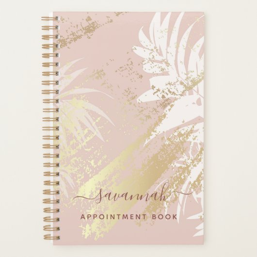 Tropisch roos goudpalmbladeren abstract 2023 planner (Voorkant)