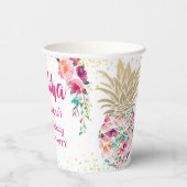 Tropisch roze anananasappel Floral Luau Birthday Papieren Bekers (Rechts)