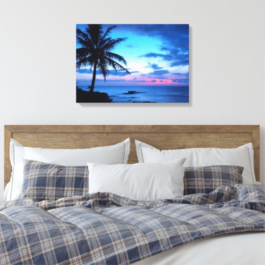 Tropisch  Roze Blauw Zonnelandschap Canvas Afdruk (Insitu (Slaapkamer))