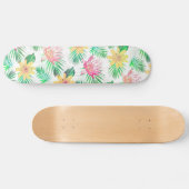 Tropisch roze en gele bloemen skateboard (Horizontaal)
