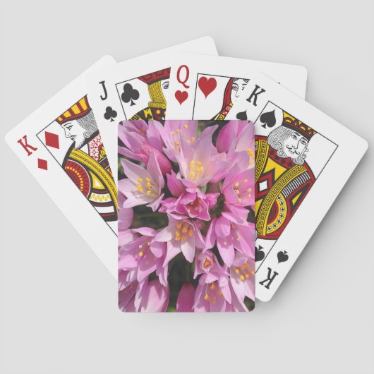 Tropisch roze en gele bloemen speelkaarten (Achterkant)
