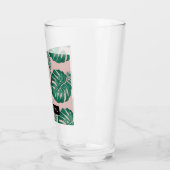 Tropisch roze en groen lederen patroon en naam glas (Links)