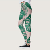Tropisch roze en groene handpalmen zonder naadloos leggings (Links)