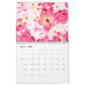 Tropisch roze en witte bloemen kalender (Mar 2026)