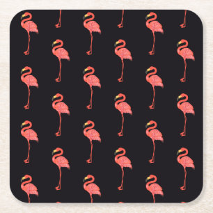 Tropisch roze flamingo Animal Patroon Vierkante Kartonnen Onderzetter