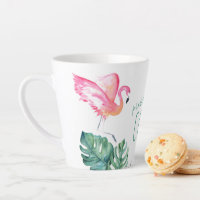 Tropisch roze flamingo Bird Waterverf Art Mok
