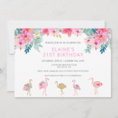 Tropisch roze flamingo Birthday Party Kaart (Voorkant)