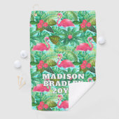 Tropisch Roze Flamingo Bloemen Girly Patroon Custo Golfhanddoek (Insitu)