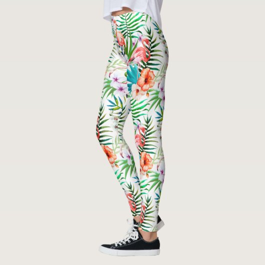 Tropisch Roze Flamingo Botanisch Plezier Trendy Ch Leggings (Links)