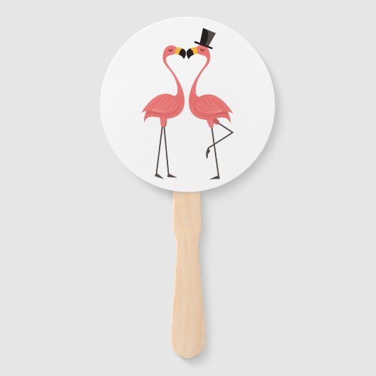 Tropisch Roze Flamingo Bruiloft Vrijgezellenfeest Handwaaier (Voorkant)