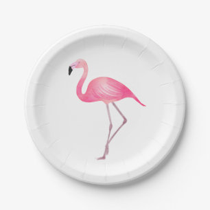Tropisch roze flamingo bruiloft zomer strand papieren bordje