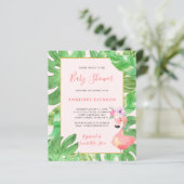 Tropisch roze flamingo budget baby shower (Staand voorkant)