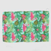 Tropisch roze flamingo Floral Girly Pattern Golfhanddoek (Horizontaal)