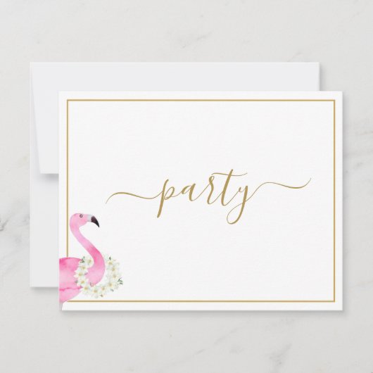 Tropisch roze flamingo Floral Reception Party Kaart (Voorkant)