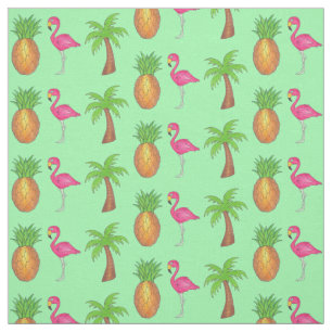 Tropisch roze flamingo Green Palm Tree Pineappel Stof