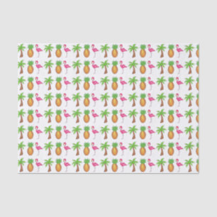 Tropisch roze flamingo Green Palm Tree Pineappel Tissuepapier